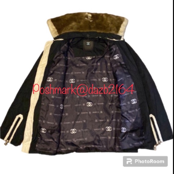 CHNEL  France Made Vintage Fur Collar Black White Jacket Size XL - Picture 4 of 15